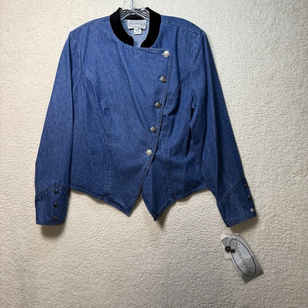 Vintage Stonebridge Jacket Womens 10 Blue Denim Button Western Jean Jacket NWT